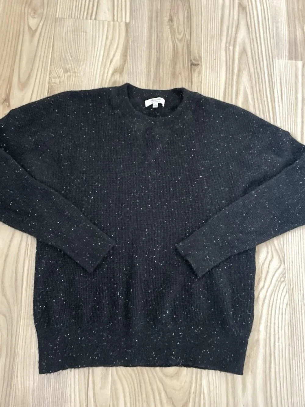 MADEWELL 100% Cashmere Sweater Pullover Classic Speckled Black size Large